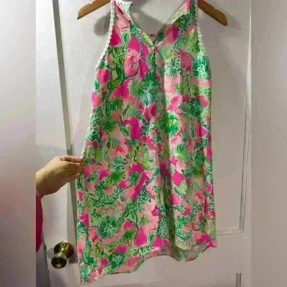 LILLY PULITZER PEARL SOFT SHIFT DRESS RAZ BERRY CATTY SHACK PINK GREEN - Picture 2 of 6